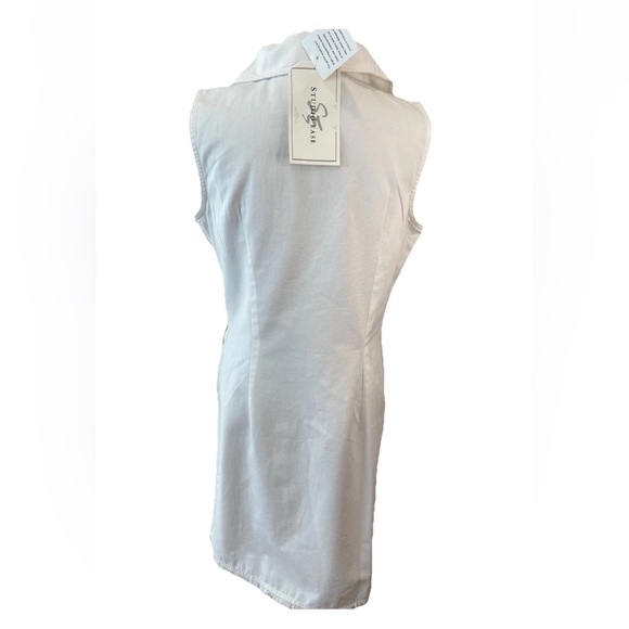 🆕Studio ease Y2K NWT ladies SZ 10 all cotton white sheath dress embroidered hem - Picture 5 of 16